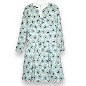 Laura Bernal Floral Fit & Flare Dress 4 pastel blue floral knit bows long sleeve